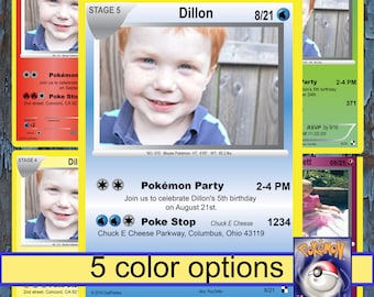 Pokemon birthday, Pokemon, Birthday Invitation, Pokemon card, Pokemon invite, Pokemon Party, Pokemon invitations, Pokemon birthday card,