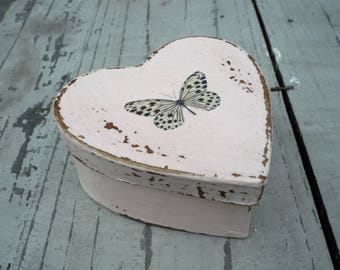 Heart shaped papier mache butterfly gift box, gift box, keepsake box