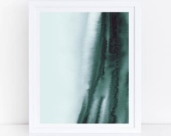Forest Green Art, Green Abstract Art, Printable Abstract, Watercolor Print, Deep Green Wall Art, Abstract Watercolor, Large Print, Art Print