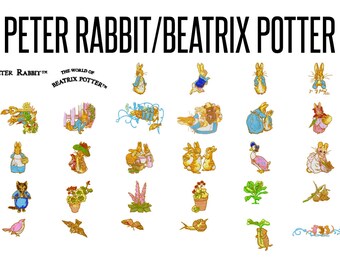 30 Peter Rabbit Machine Embroidery Designs, 4 Inch Hoop Patterns, Beatrix Potter, Embroidery Designs, Storybook Character, Instant Download