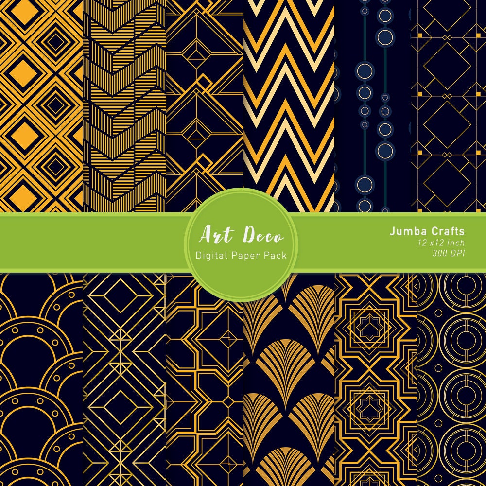 Art Deco Digital Papers Pack, Art Deco Digital Scrapbook, Art Deco