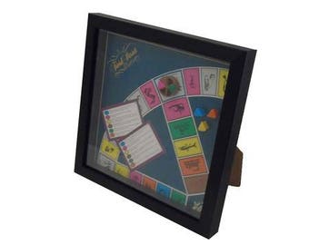 Trivial Pursuit Board Game Framed Upcycled Art - Pink