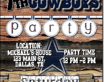 Dallas Cowboys 5x7 Printable Birthday Party Invitation Digital Download