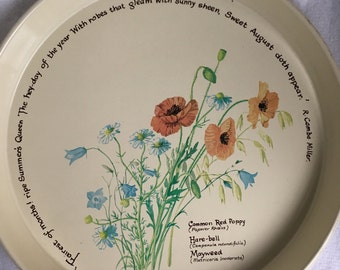 Vintage Plate R.Combe Miller '77 tray retro flowers