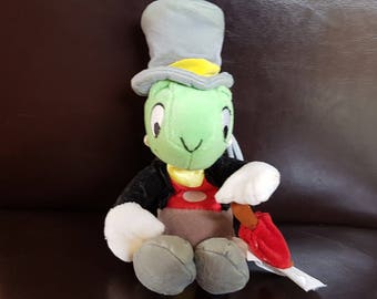 Vintage Jiminy Cricket Soft Toy with red umbrella