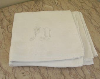5 vintage 1920's French linen napkins