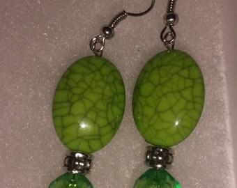 Green fashion earrings
