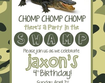 Chomp Chomp Chomp There's a Party in the Swamp Party Invitation