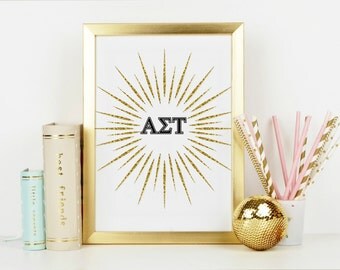 Alpha Sigma Tau Golden Starburst - AST - 8.5x11 Wall Art - Bring Instagram & Pinterest worthy designs into your Home!