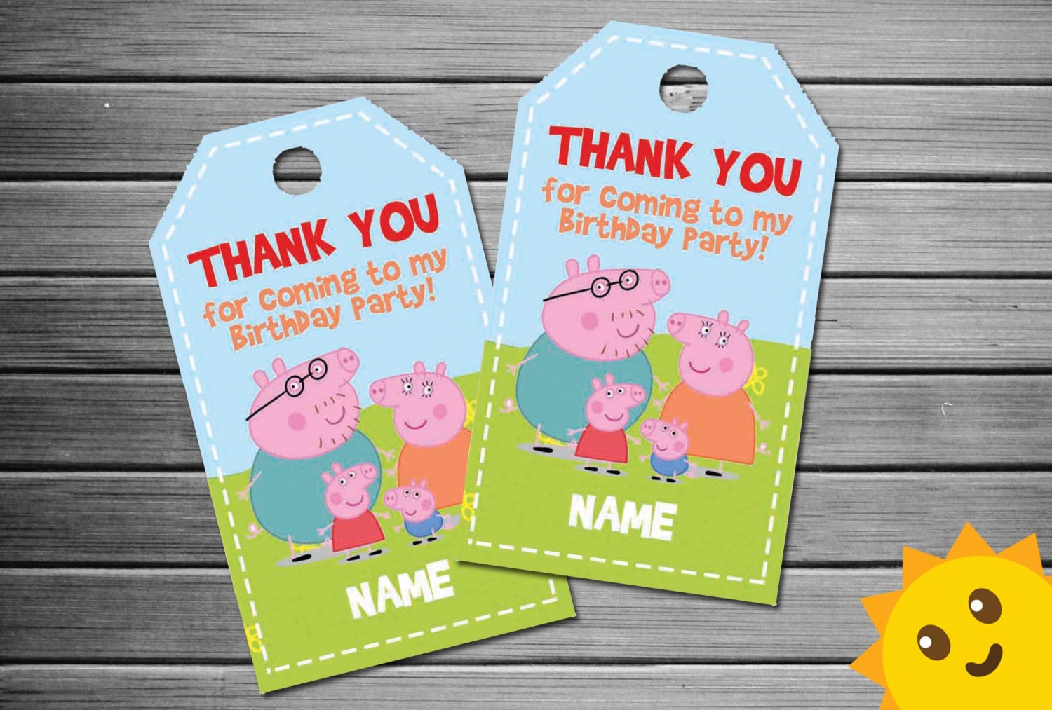 peppa pig thank you tags peppa pig birthday favor tags peppa