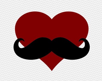 Heart mustache dad SVG Clipart Cut Files Silhouette Cameo Svg for Cricut and Vinyl File cutting Digital cuts file DXF Png Pdf Eps vector
