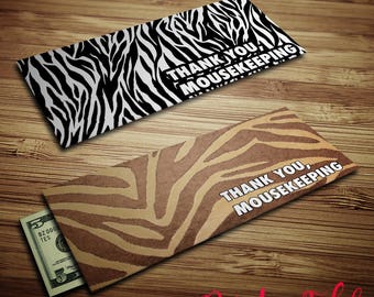 Animal Print Mousekeeping Envelopes - Instant Download