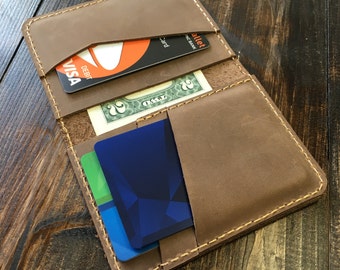 Slim Bifold Leather Wallet, Men's Wallet, Minimalist Leather Wallet, Slim Leather Wallet, Distressed Leather Wallet, Sand Brown