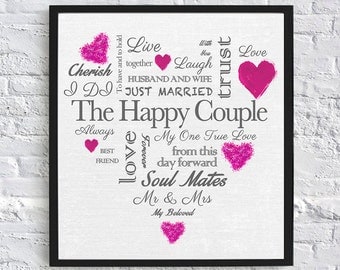 Heart Shaped Wedding Gift - Digital Download (Grey and Pink)