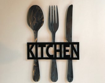 Kitchen Metal Sign, Knife Fork and Spoon Wall Decor, Metal Kitchen Decor, Fork and Spoon, Metal Kitchen Sign, Metal Fork Decor