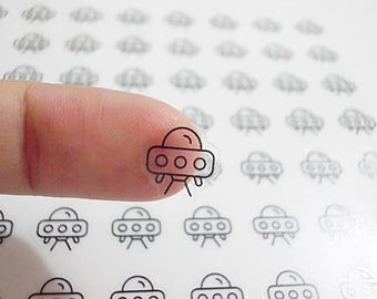 Clear UFO Planner Stickers, Alien Stickers, Space Stickers, Erin Condren Planner Stickers, Happy Planner Stickers, Clear Stickers (st243#)
