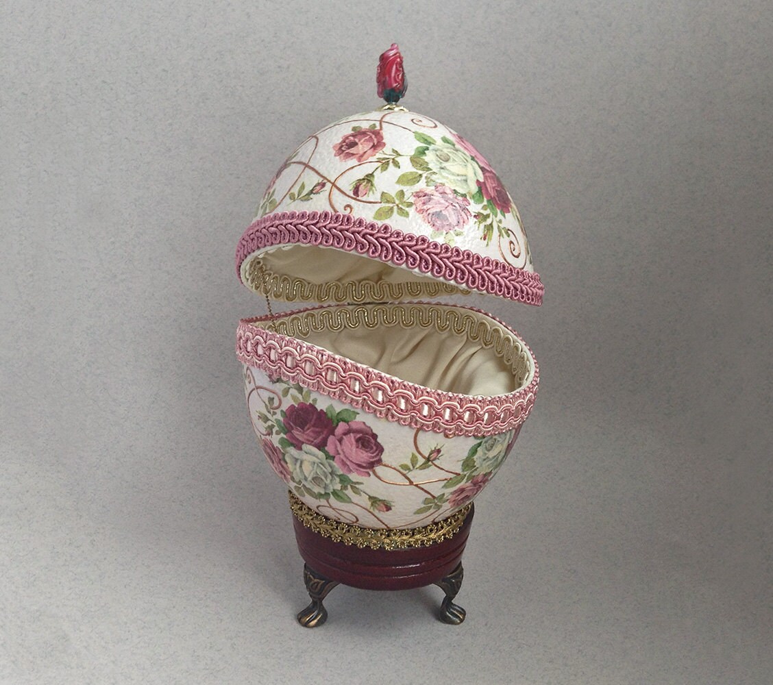 Ostrich Egg Box Jewelry Box Mother's Day Hand decorated