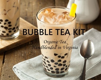Bubble Tea Kit ORGANIC tea Boba Tea Kit Tea Gift DIY kit Tea Gifts Gift for him tea gift set Black Tea Matcha Tea Sampler Edible Gift funny