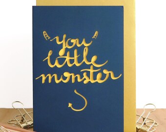 Boyfriend birthday card, Little monster card, Funny birthday card, Card for son, Card for daughter, Cute birthday card, Monster card
