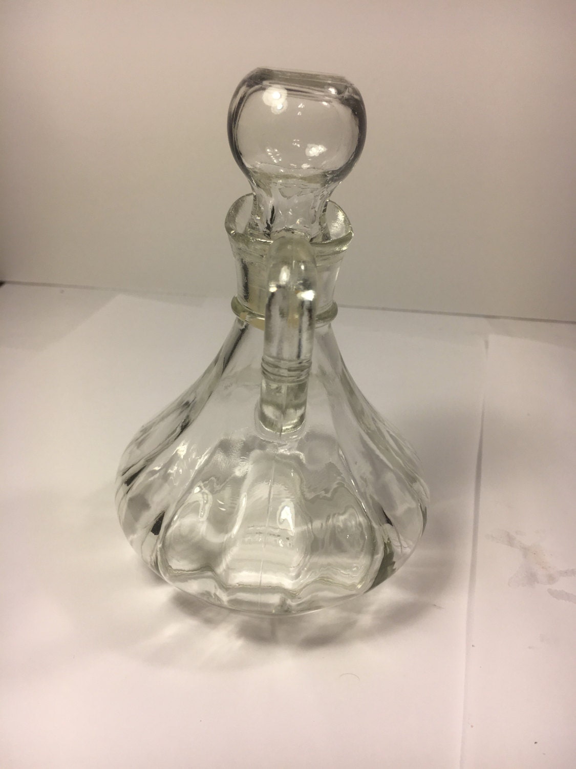 Vintage Glass Bottle Cruet Vinegar Oil Syrup Bottle, Clear Honey