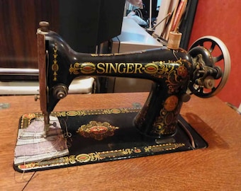 Antique Singer Sewing Machine Model 66 with Cabinet