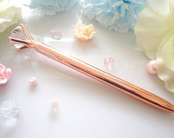 Rose Gold Diamond Pen Metal Metallic Ballpoint Black Pen