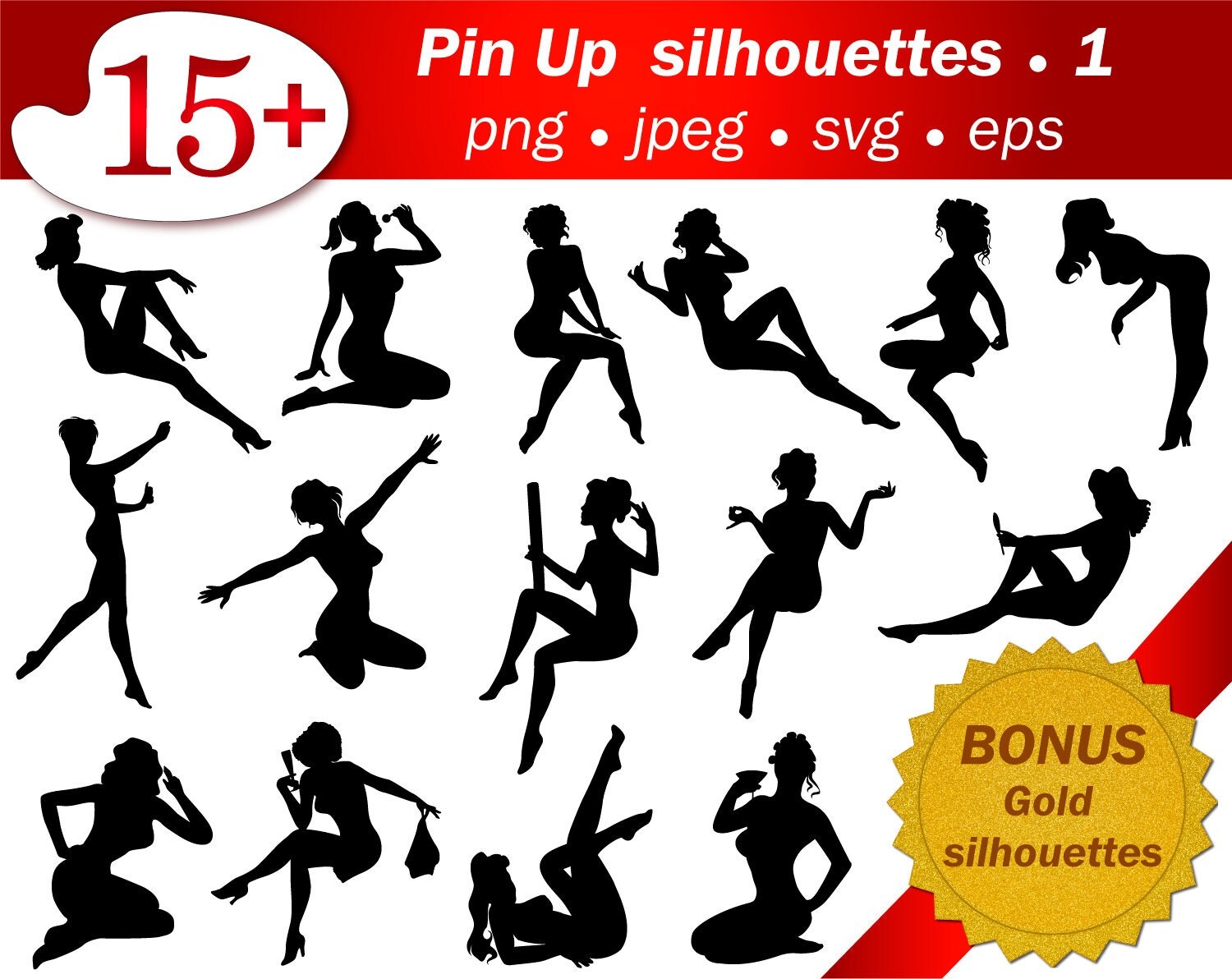 Download Stencil SVG silhouette pin up girl Silhouette cameo files PNG