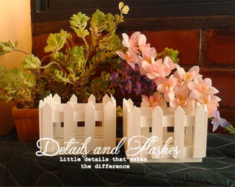 White fence wooden crate for centerpiece and decorations, favor wood box, shabby chic wedding invitation card box, party baby shower decor
