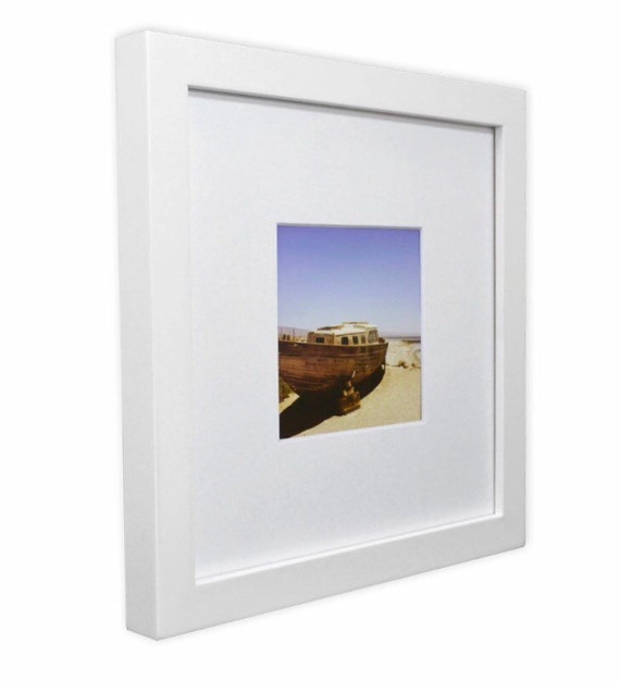 8x8 Square Wood Photo Frame with Mat and 4x4