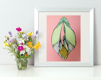 Vulva, Vagina Art, Pussy Diversity, Original Painting, A5, Sex Positive , Feminist Art,