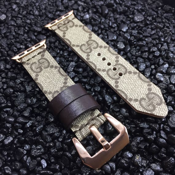 Gucci Monogram Apple Watch Band Rose Gold Buckle Custom