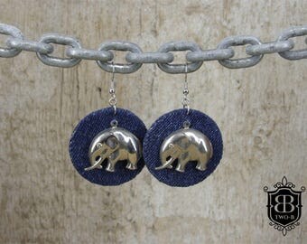 Earrings earrings made of Denim Jeans with elephant