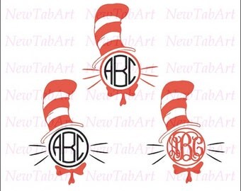 Dr Seuss Svg Seuss Monogram Svg Cat In The Hat Svg svg files for cricut Cricut Digital File files for silhouette Silhouette Dxf Silhouette c