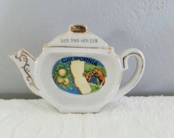 Vintage Tea Bag Holder / California Souvenir