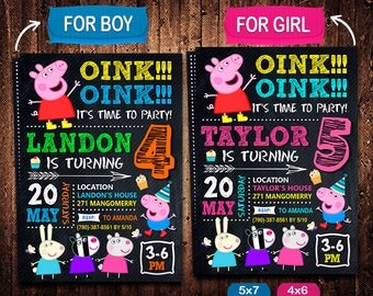 Peppa Pig Invitation, Peppa Pig Invite, Peppa Pig Birthday, Peppa Pig Party, Peppa Pig Printable, Peppa Pig Card, Peppa Pig Digital