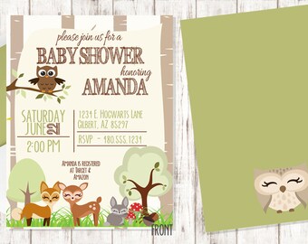 Woodlands Baby Shower Invitation Boy or Girl