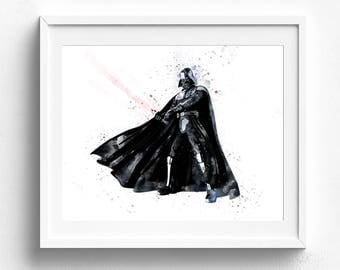 Darth vader poster, Darth Vader Star Wars Art Print, Star Wars Poster, Star Wars Print, Watercolor Star Wars, Wall Art, Art Decor Star Wars