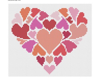 PDF Heart of Hearts cross stitch embroidery Pattern// Hearts cross stitch Pattern