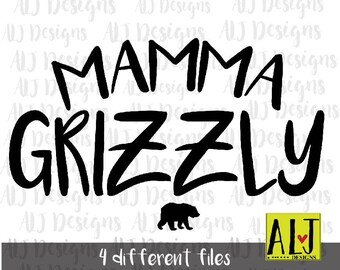 Mamma Grizzly INSTANT DOWNLOAD in dxf/svg/jpeg/png for use with programs such as Silhouette Studio and Cricut Design Space