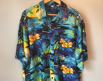 Men's XL Vintage Button-up Hawaiian Shirt 80s 90s