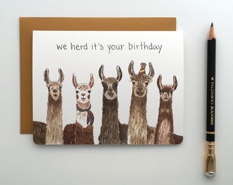 Llama Birthday Card // Cute and Funny Alpaca Inspired Birthday Card