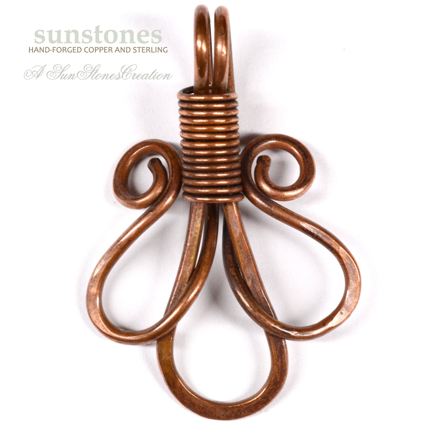 Reserve for Roberta Wire Wrapped Copper Bail and Pendant