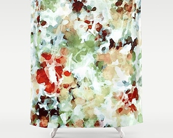 Shower Curtain, Watercolor Bathroom, Pastel Watercolor, Green Shower Curtain, Art Shower Curtain, Green Bathroom Decor, Abstract Art Bath