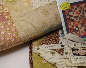 Moda Quilt Kit, Sewing Kit, Fig and Plum, Moda Fabrics, Modern Fabrics, Quilting Kit, Layer Cake Quilt Kit, Home Decor, Precut Kit, Floral
