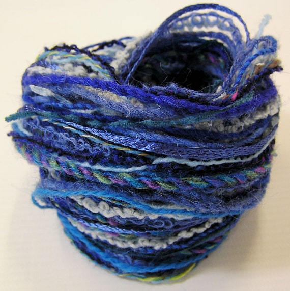 Yarn Variety Hank in a selection of blue yarns.