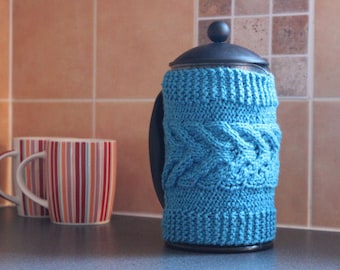 French Press Cozy Cover bodum cozy cafetiere cozy coffee pot cozy cotton silk mixed yarn ready to ship