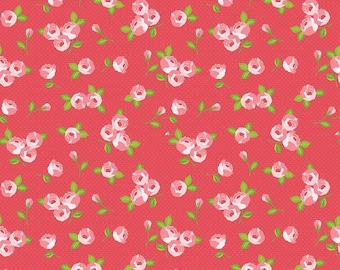 Kewpie Love- KEWPIE FLORAL RED- Valentine Fabric- Quilt- Riley Blake- Penny Lane-Heart- Pink- Baby- Fabric- Sold by Full or Half Yard.