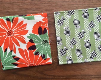 SET of 2 Pieces Japanese Import Cotton Fabric - 19 Inch x 13 Inch ( 50 cm x 35 cm) EACH