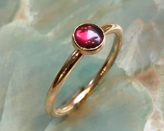 Gold Garnet ring, January birthstone ring, Gold Filled ring, stacking ring, personalised ring, dainty ring, gemstone ring - So happy R2455
