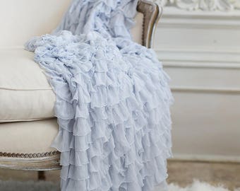 Soft Ruffled Throw, Blanket, Photography Prop. Beach Glass....White...Cream...Pink...Grey...Blue...Available